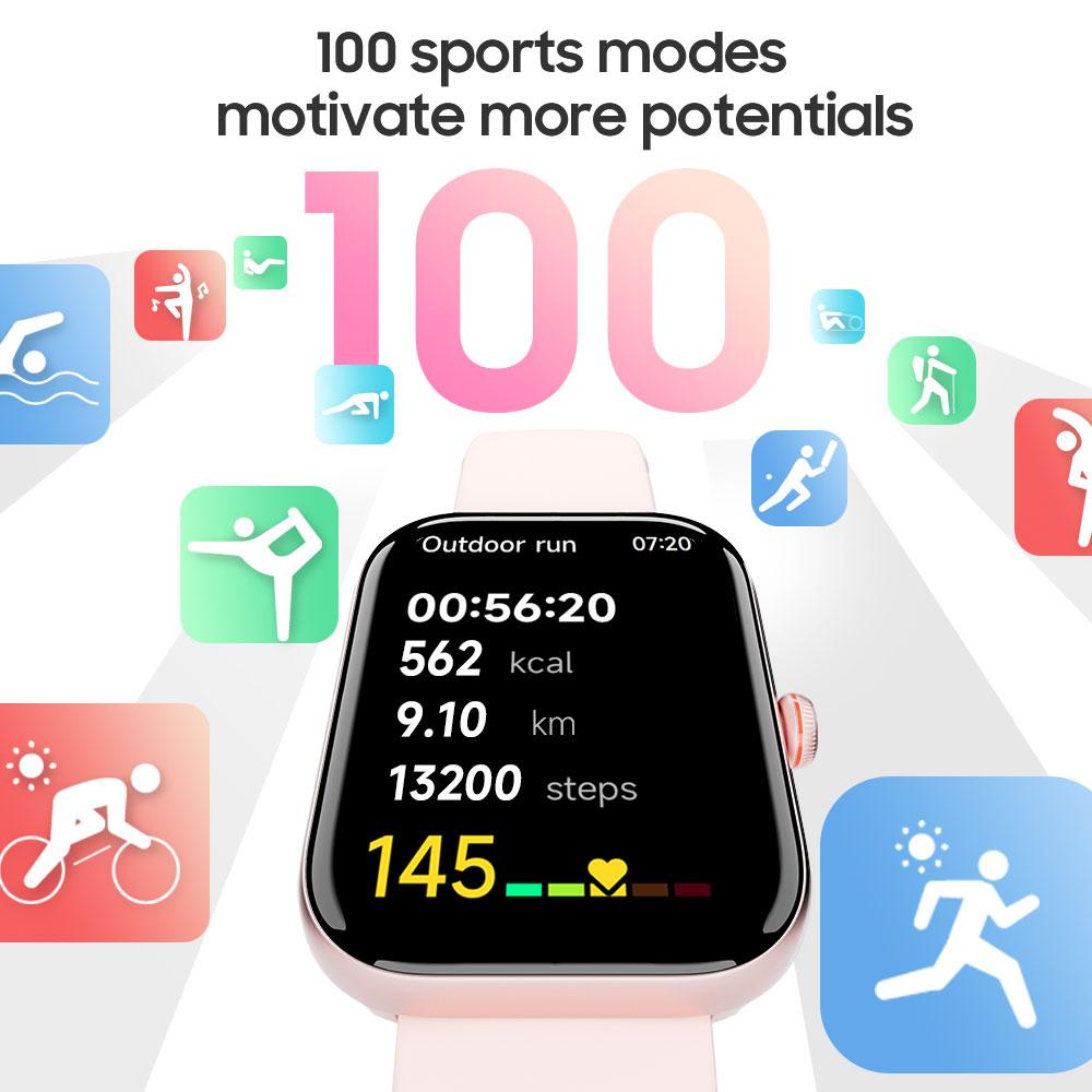 TOOBUR Fashion Smart Watch Compatible Android iOS,Fitness Sport Watch with BT Call Step Counter 100 Sports Modes IP68 Waterproof SmartWatch