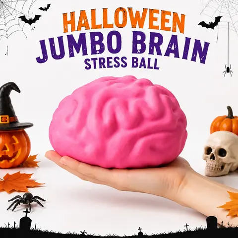 Jumbo Halloween Brain Squeeze Toy, Large Slow-Return Stress Relief Toy, Sensory Stress Ball, Soft Silicone Ball, Kids & Adults, Party Gift, Squishy Stress Balls, Stress Relieving Tool, Stress Relief Tools, Squishies Fidgets, Squishies Slow Rising