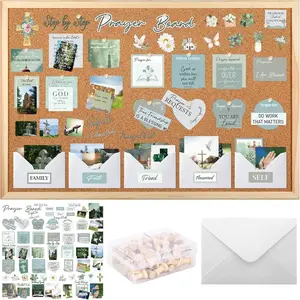 162 Pcs Green Christian Faith Prayer Board Kit for Women Vision Board Supplies Set with Bible Verse Cards Stickers Envelopes Pins for Home Church Wall Decor