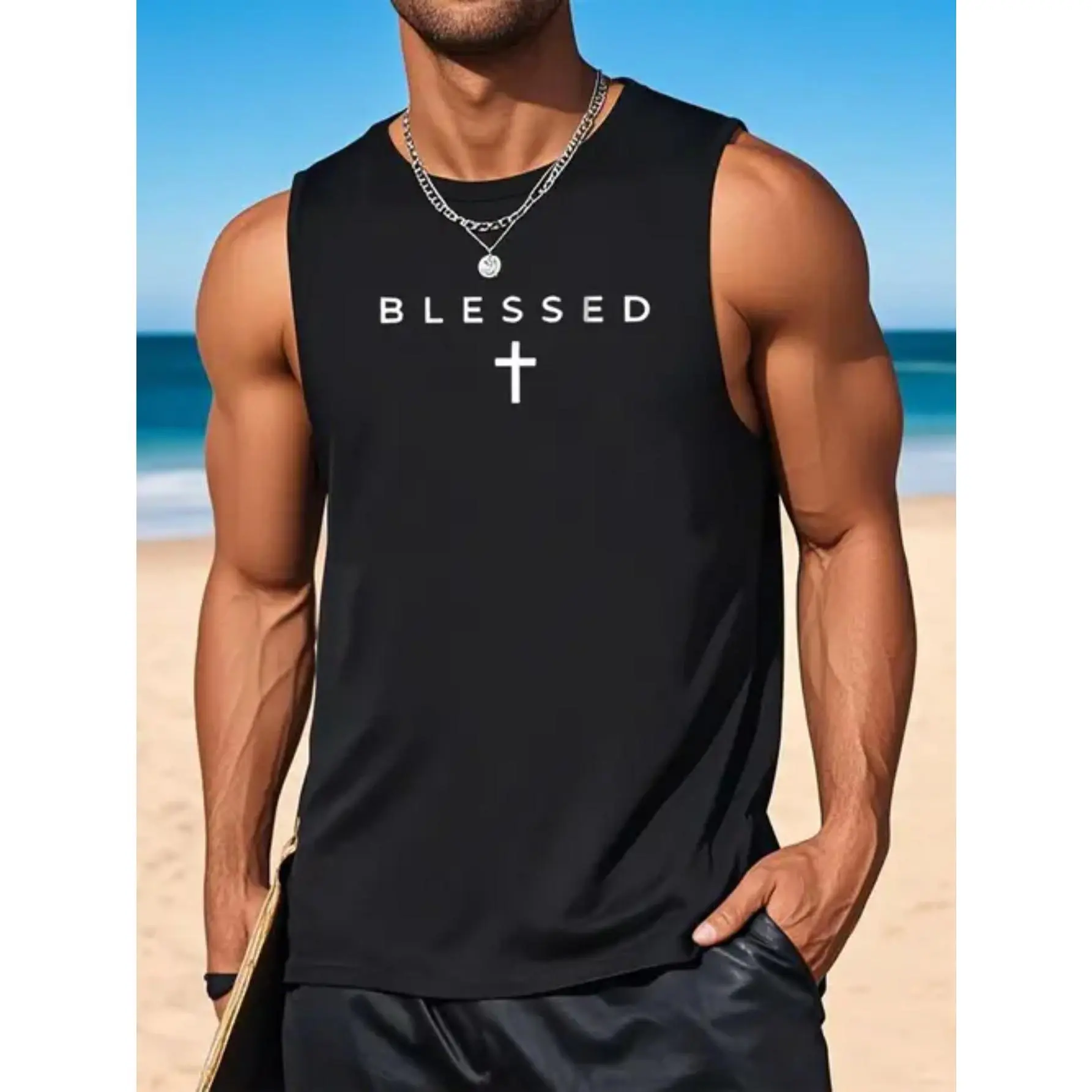 Men's Sleeveless T-shirt, Casual Everyday Menswear Top good graphic tees Gooner Eat Sleep Goon Repeat Streetwear Y2K Lever Rifle Action Washed Vintage Acid color comfort