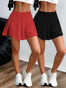 2026 Spring/Summer Hot New Arrival Solid Color Sporty Anti-Exposure Skort Tennis Skirt/Sports Mini Skirt, Daily Casual Sporty Daily Casual Light Sport Solid Color Women's Bottoms Versatile Multi-color Options Commuting Streetwear Slimming Short Women's Bo
