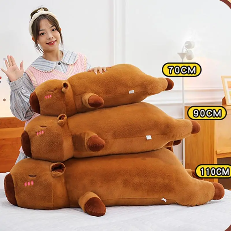 Giant Capybara Plush Toy Stuffed Capibara Fluffy Doll Long Sleep Soft Pillow Sofa Cushion Nap Sleeping Toys for School Xmas