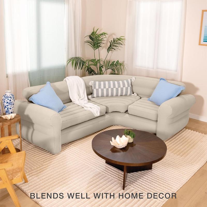 Inflatable Corner Sofa, L-Shaped Couch with 880 lb. Weight Capacity, 2-in-1 Valve for Easy Indoor Setup, 101" x 80" x 30"