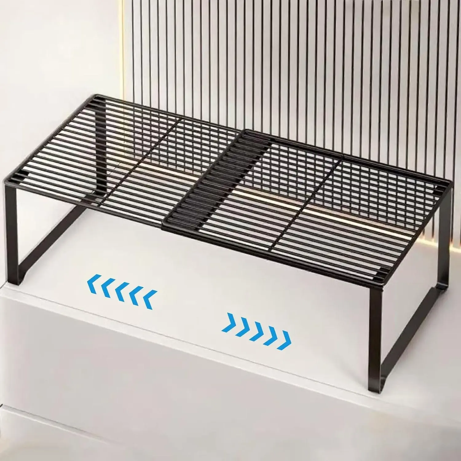 Extendable Metal Wire Shelf Organizer - Adjustable 15-24.4in Length, Stackable Storage Rack for Kitchen Pantry Bathroom Shoe Cabinet Tool ClosetGift