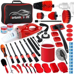 55PCS Car Detailing Kit Interior Cleaner with High Power Handheld Vacuum, Car Detailing Brush Set, Car Cleaning Kit, Drill Brush Set, Car Cleaning Tools Brushes for Interior, Exterior, Wheels
