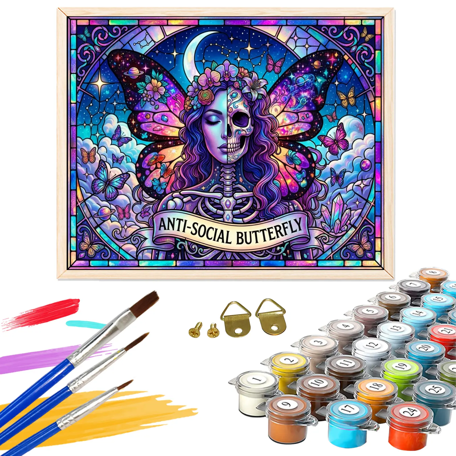 Paint By Numbers Kit for Adults Beginners - 16x20in / 40x50cm Color Canvas, Easy DIY Butterfly Goddess Acrylic Painting Set - Wall Decor for Living Room and Bedroom, Creative Gift for Birthday, Mother's Day and Christmas, Without Frame
