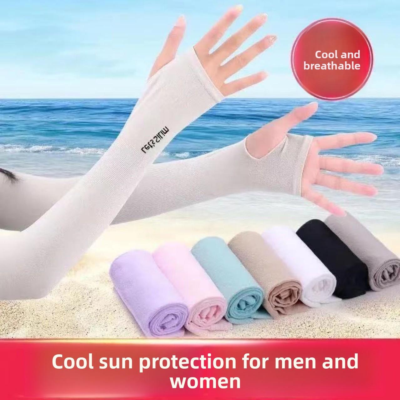 6 Pack Ice Sleeve Summer Sun Protection Women's Men's Arm Guards Ice Silk Sleeve Gloves Thin UV Driving Elbow Protector Internet Celebrity