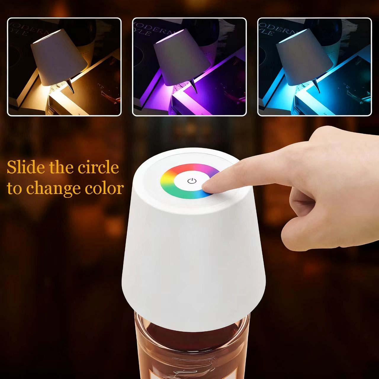 Wireless Bottle Lamp RGB 4000mAh Portable Rechargeable Multicolor LED Wine Bottle Lampshade Lights for Liquor with Touch Dimming Stopper Whiskey Bottle Lamp for Bars Restaurants Parties Home Decor Low Voltage
