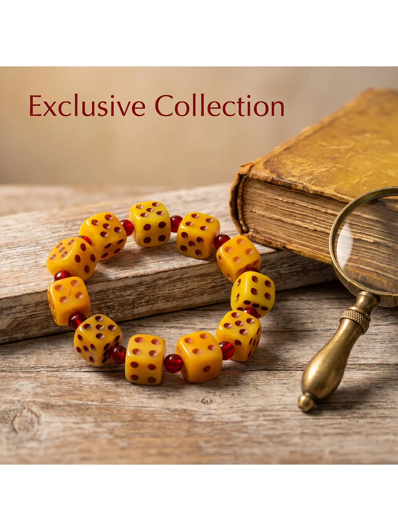 Chicken-shaped yellow dice beaded bracelet with 3D rounded-corner dice and red spacer beads – non-metallic stress relief toy, ideal for dice collectors and daily casual wear, suitable as Christmas and carnival gifts as well as year-round accessories
