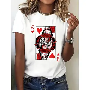 Poker-Themed T-Shirt Featuring a Queen of Hearts A