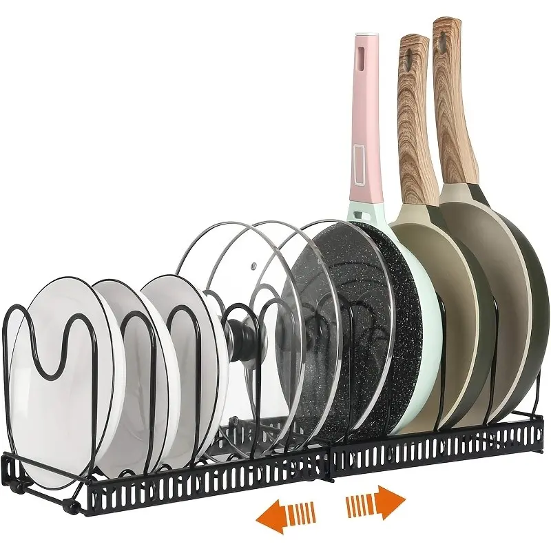 Adjustable Multi-Purpose Pot Organizer Rack for Kitchen Cabinet - Expandable Pots And Pans Organizer with Adjustable Dividers - Home Kitchen Additions for Easy Storage And Organization