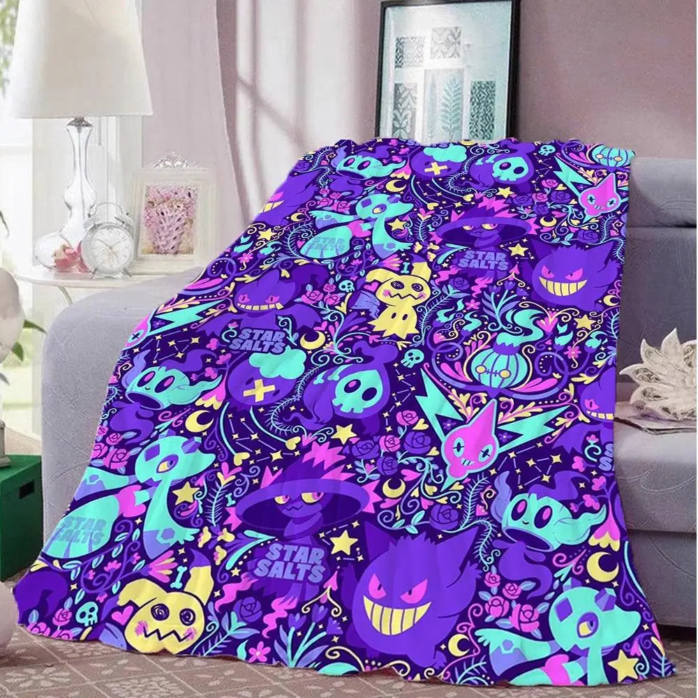 Pokemon Flannel Throw Blanket Soft Cozy Anime Blanket for Bed Sofa Camping Holiday Gift Outdoor Winter Cover