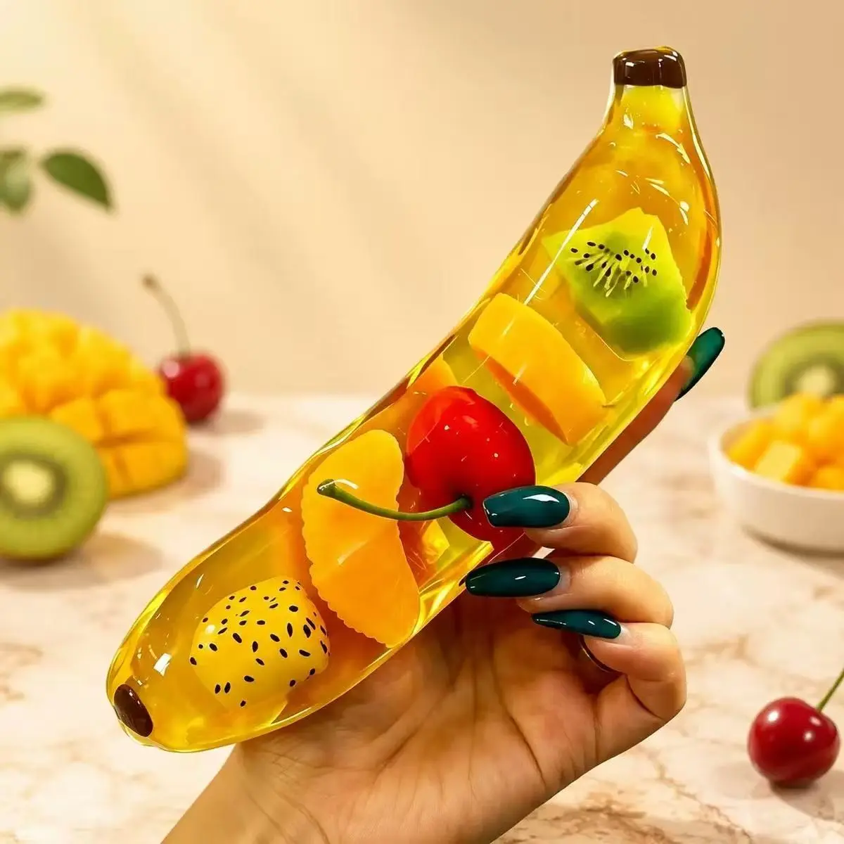 Banana Squeeze Fun Creative Hand-Pressed Simulation Fruit Soft Cute Stress Relief Toy, Relaxing and Venting Pressure Release Game, Squishy Banana