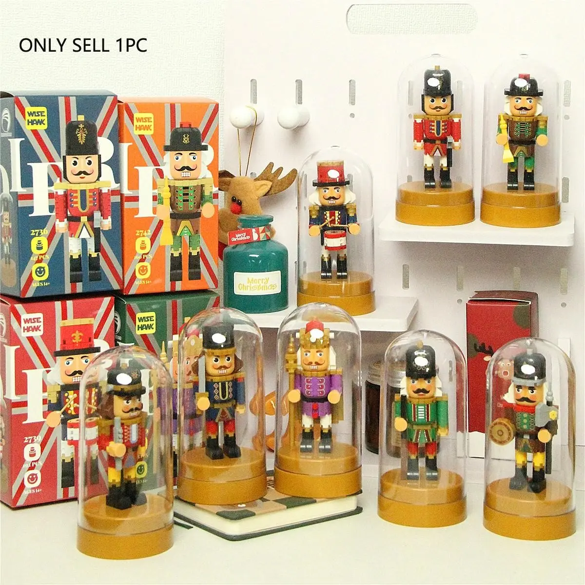 1 PC Nutcracker Building Blocks Figure with Dustproof Display Case, 273 PCS Mini Bricks, Buildable Blocks DIY Puzzle Toy, STEM Educational Brain Teaser, Realistic 3D Model Kit for Kids Age 12-18 Adults, 2026 Hot Sale, Christmas Birthday Gift, Home Decor