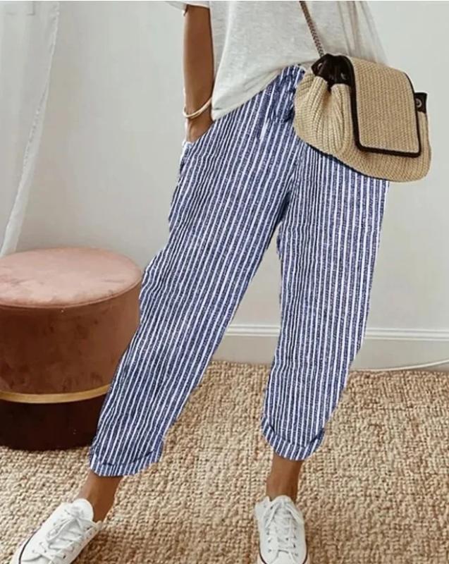 Aria Muse 2026 spring and summer hot fashion Japanese and Korean casual loose striped drawstring elastic waist casual pants