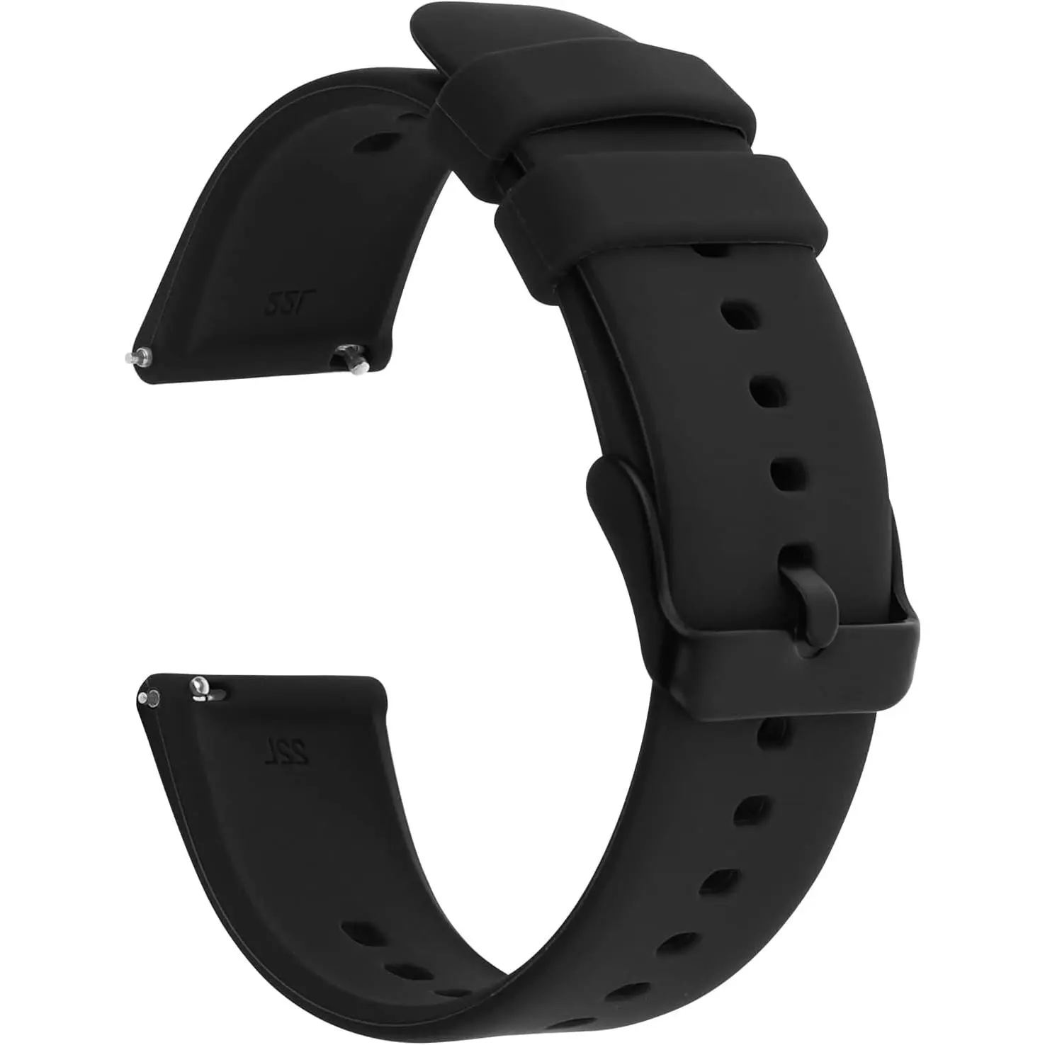 Silicone Watch Bands, Quick Release Waterproof Soft Rubber Replacement Straps with Silver Plated Stainless Steel Buckle Compatible with Smart Watch Sport Watch for Men Women (22mm, Black) ,