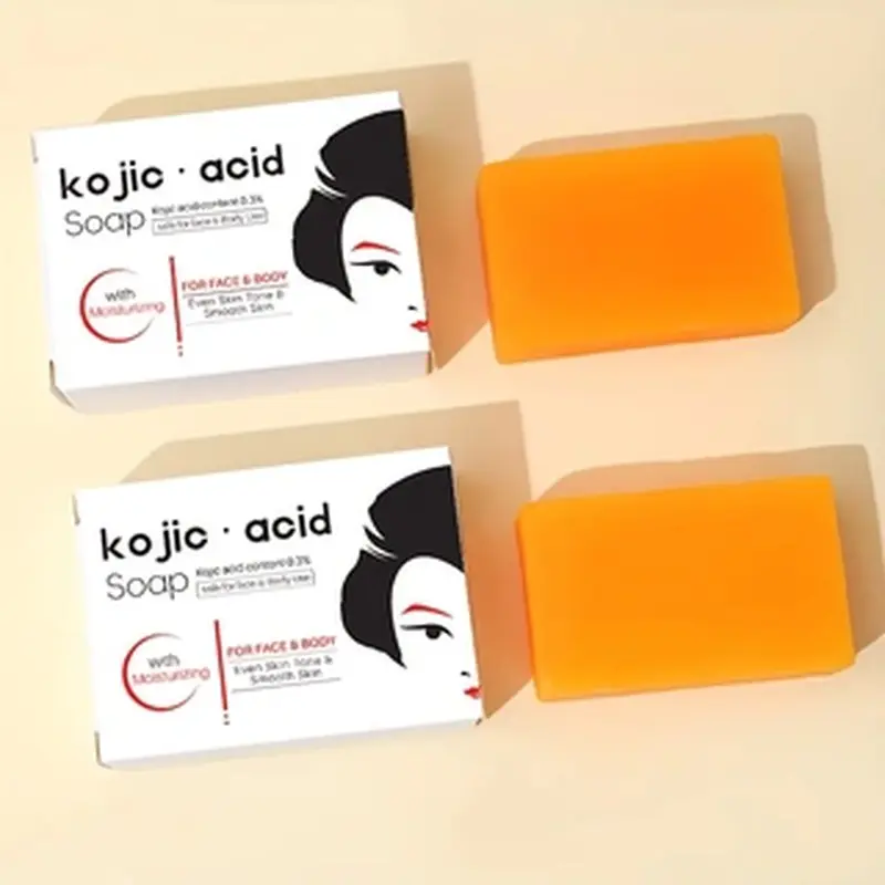 100 grams of kojic acid soap, handmade, cold-processed bath and facial soap. Features include moisturizing, nourishing, deep cleansing, mild and non-irritating, hydrating, and natural ingredients.