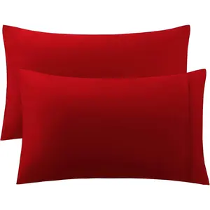Pillow Cases Covers  Room Pillowcases with Envelope Closure Housewife Egyptian  250 Thread Count Set of 2 Standard(20"x26") Red