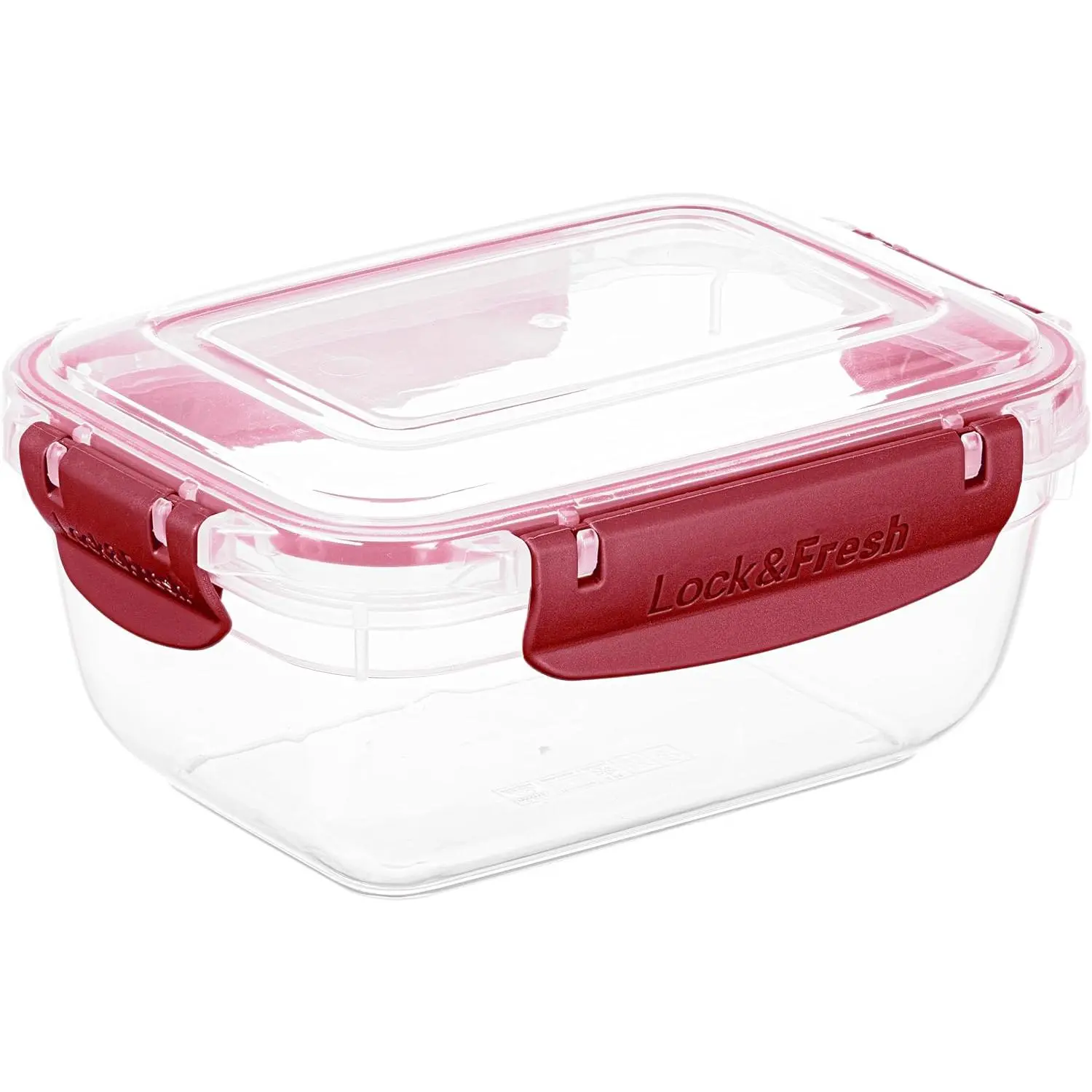 Plastic  Storage Container with Airtight Lid- 27 Oz, , Leakproof, Stackable, Microwave, Dishwasher and Freezer Safe, Red