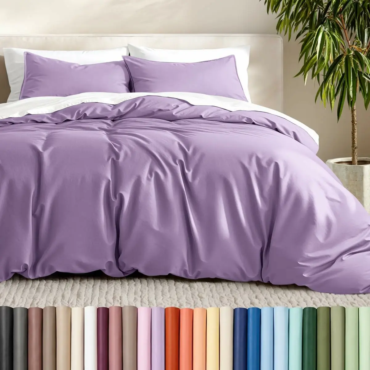 GO HOME Duvet Cover Set - Hidden Zipper & 8 Corner Ties. Naturally Soft, Breathable & Lightweight. Machine Washable