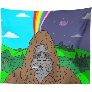 Tapestry Eye - Catching "The Big Lez Show" - Inspired Polyester Tapestry. Featuring Sassy The Sasquatch And Tripper Snipper, It'S a Must - Have for Fans.- Suitable for bedrooms, living room decor, dorms, short trips, 90x60inches