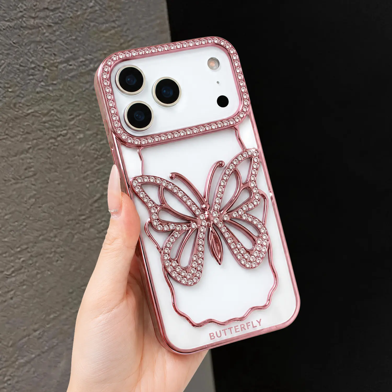 For iPhone 17 Pro Max 16 15 14 13 Bling Butterfly Case, Cute Luxury Sparkle Glitter Diamond Crystal Rhinestone Protective Case Cover for Girls Women Kids sohochic
