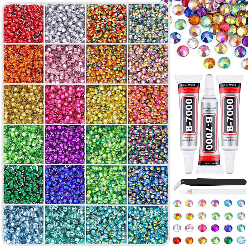 32000Pcs 40 Colors Jelly Rhinestones 3mm Multicolor Resin Flatback Gems for Diamond Art Bedazzler Kit with 3Pcs 10ml B7000 Jewelry Glue for Crafting Book Shoes Nail Art Glitter Bedazzling valentine's gift for bf valentine gifts valentine's classroom gifts