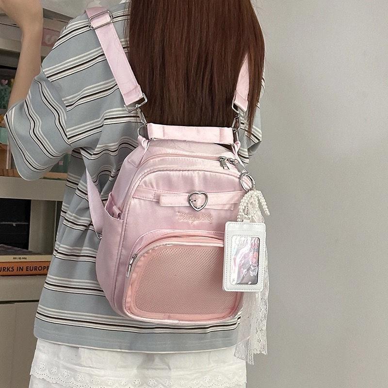Y2K New Women Cute Ita Backpacks Lolita Girl Transparent Bag Fashion Shoulder Crossbody Bag Large Capacity DIY Display Knapsacks