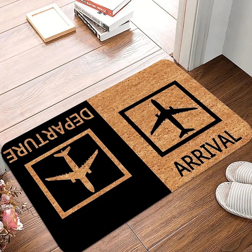 Airplane Arrival and Departure Doormat Welcome Mat Entrance Rug Easy Clean Area Rug Home Office Washable Kitchen Doormats Front Door Mat