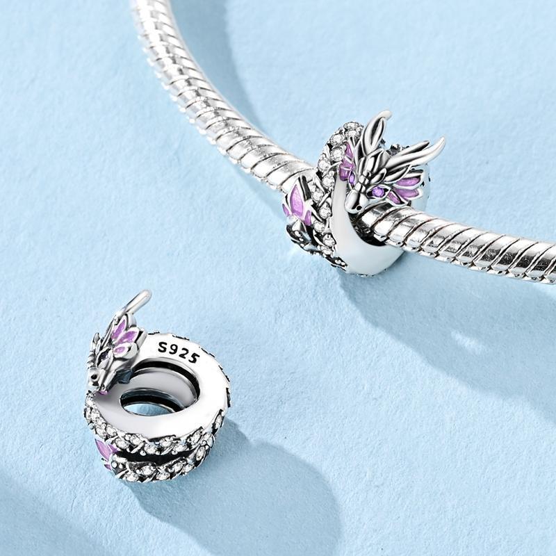 Pink series Charms Plata De Ley 925 Original Heart Pet Cat Dog Bow Handbag luggage Charm Beads Fits Bracelet DIY Jewelry Making