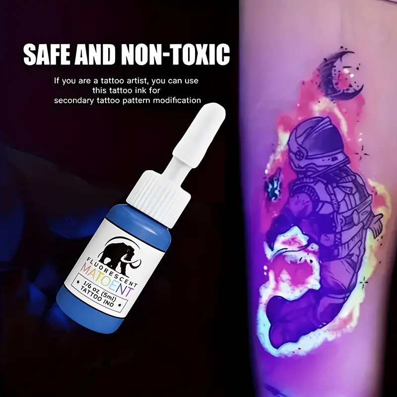 Fluorescent Glow-in-the-Dark Tattoo Ink Set, Full-Color 0.17oz/Bottle Safe Non-Toxic Body Art Ink, Ideal for Tattoo Artists & Enthusiasts (Beauty & Personal Care Makeup Tools Set)