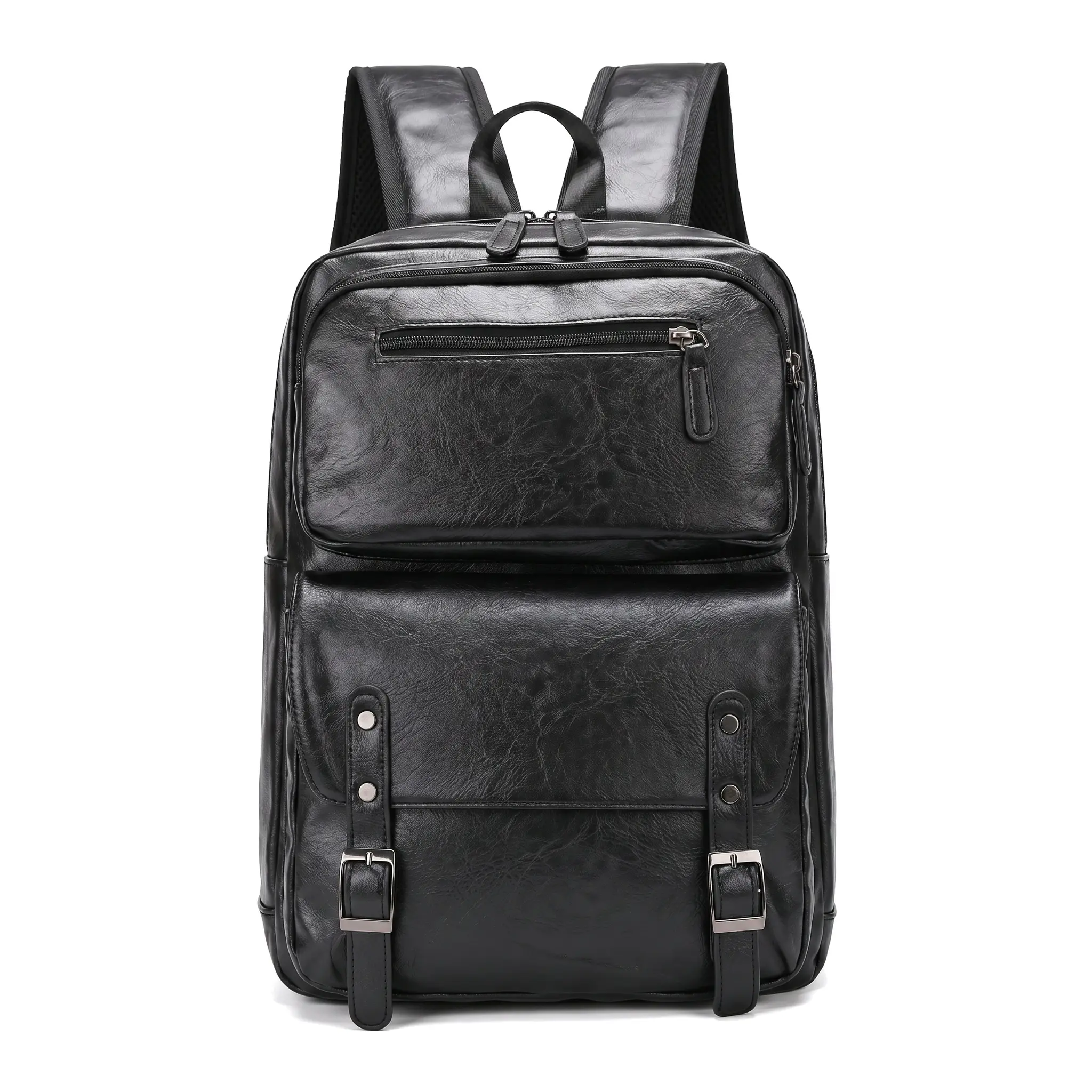 Men's Waterproof Travel Backpack 15 6 Laptop Bag Lightweight Casual Backpack Anti-theft and Shockproof Pu Leather Commuter