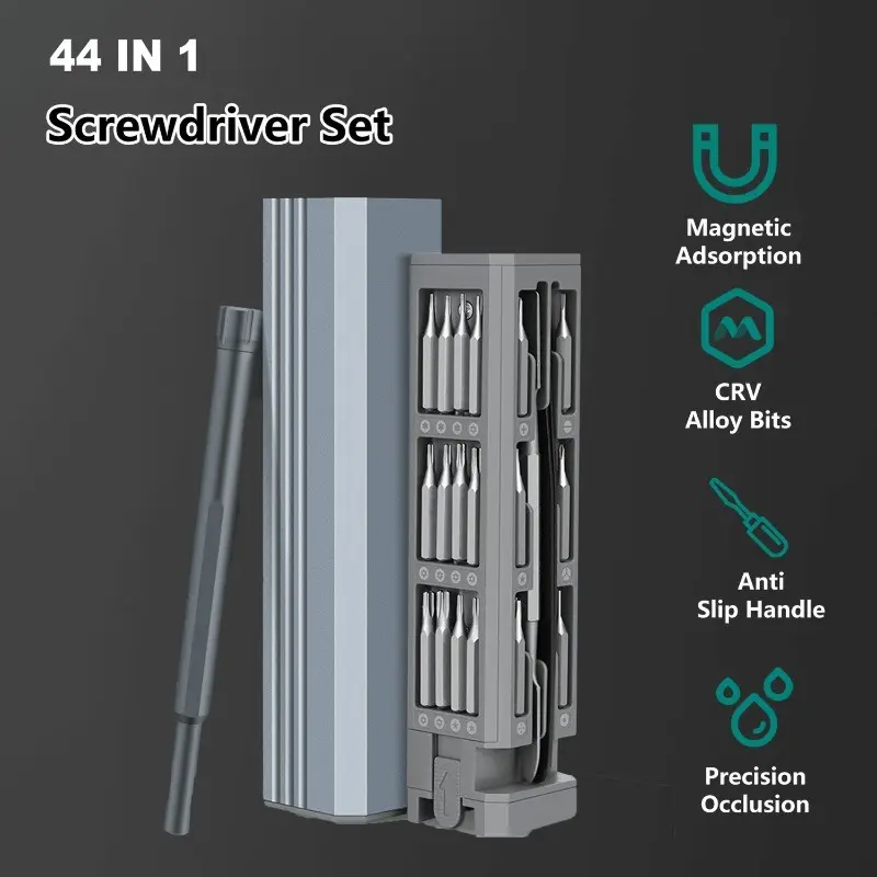 44-In-1 Precision Screwdriver Set, Magnetic Bits, Mini Electronic Repair Tool Kit, 360° Rotating Handle, for Smartphones, Laptops, DIY Repair