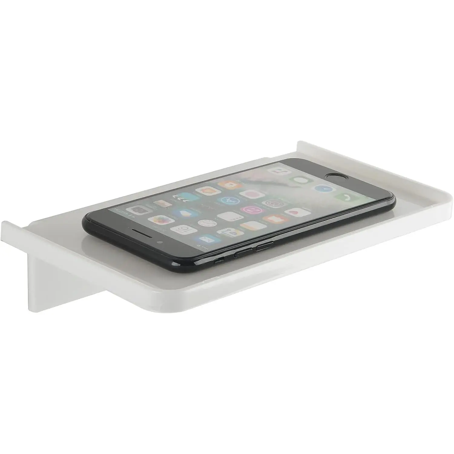 Floating Wall Shelves - Small Stick- Wall Mounted Phone Shelf Holder Wipes Rack  Speaker Shelf for Bathroom,Kitchen,Toilet,Bedroom,Office - White