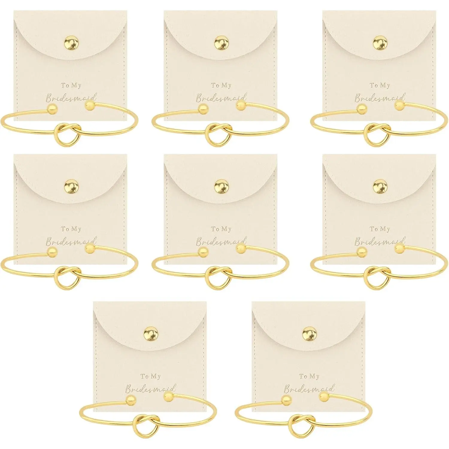 16 count Beige Bridesmaid Proposal Gifts Set | Small  Bags & Bridesmaids Knot Bracelets Set Bridesmaid Gifts for Wedding Day Bridal Shower Bachelorette Favors