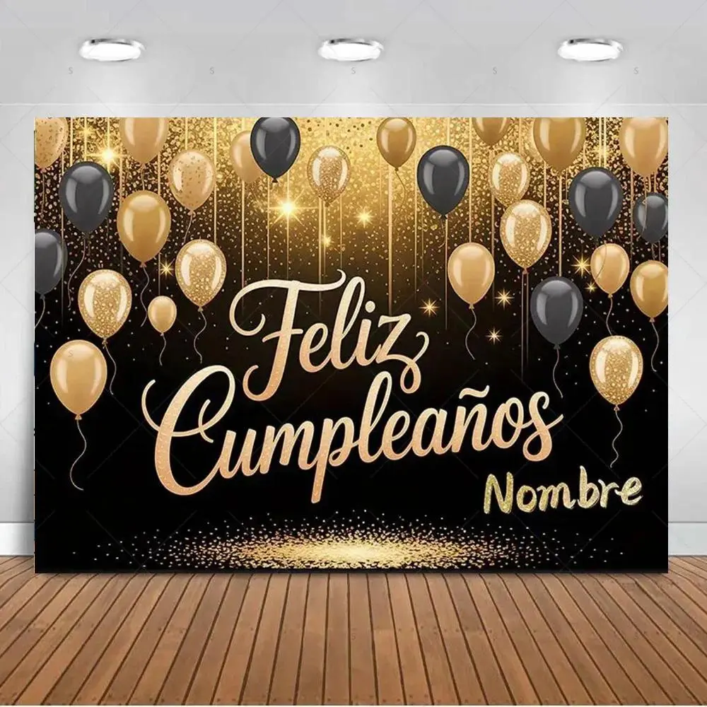 Spanish Happy Birthday Balloon Backdrop Party Background Cloth, Fiesta Theme Tapestry Wall Hanging Photography Background Premium Polyester Fabric, Party Celebration Decor, Event Setup, Photo Studio Prop, Birthday Decoration Background