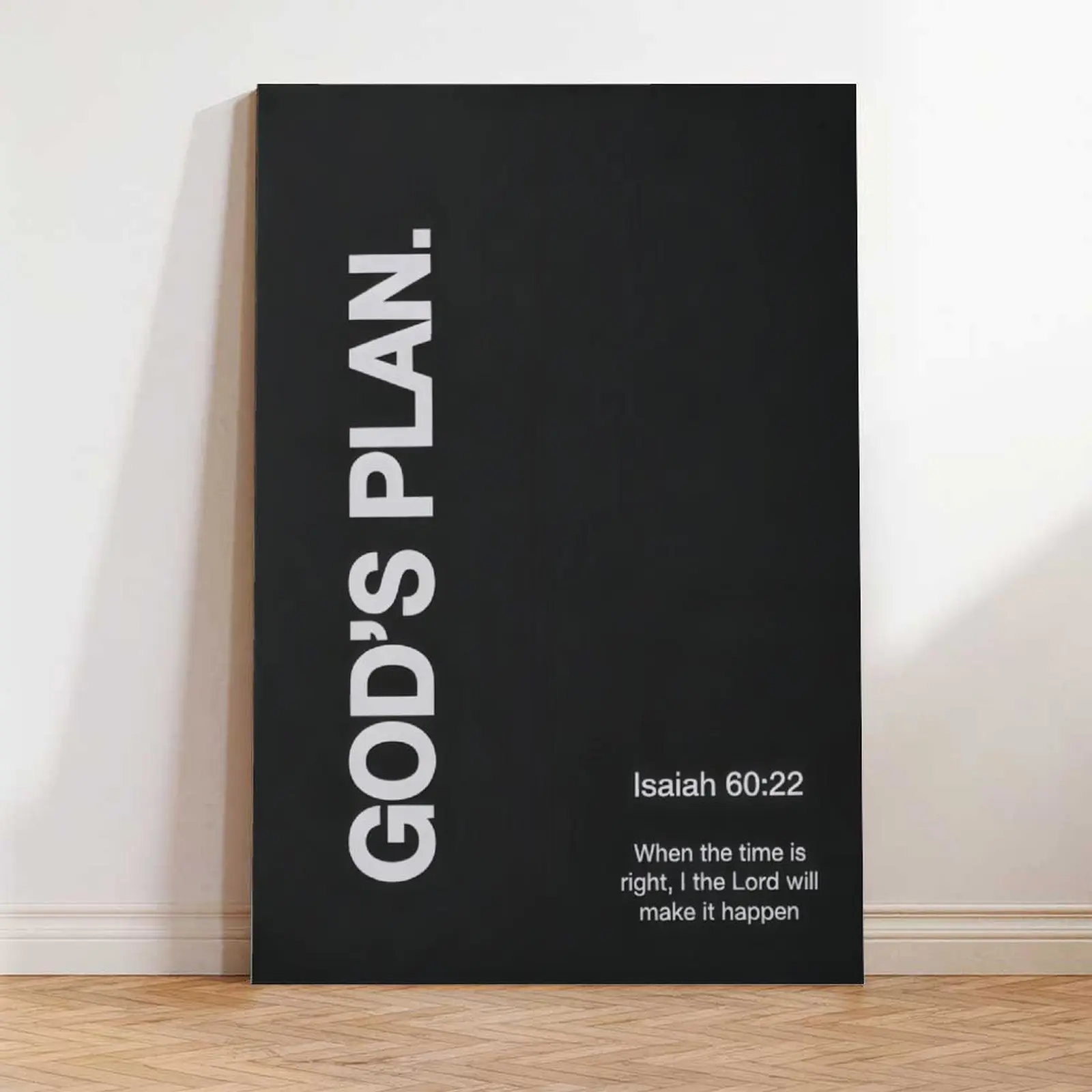 God's Plan Isaiah 60:22 Scripture Black-White Religious Canvas Wall Art - Framed/Unframed Prints, Christian Gift, Inspirational Home Office Bedroom Decor, Bible Verse Posters & Prints