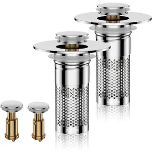 Bathroom Sink Drain Strainer,Pop-up Sink Drain Strainer for U.S. Standard ,Hair Catcher Sink Stopper with Removable Stainless Steel Filter Basket