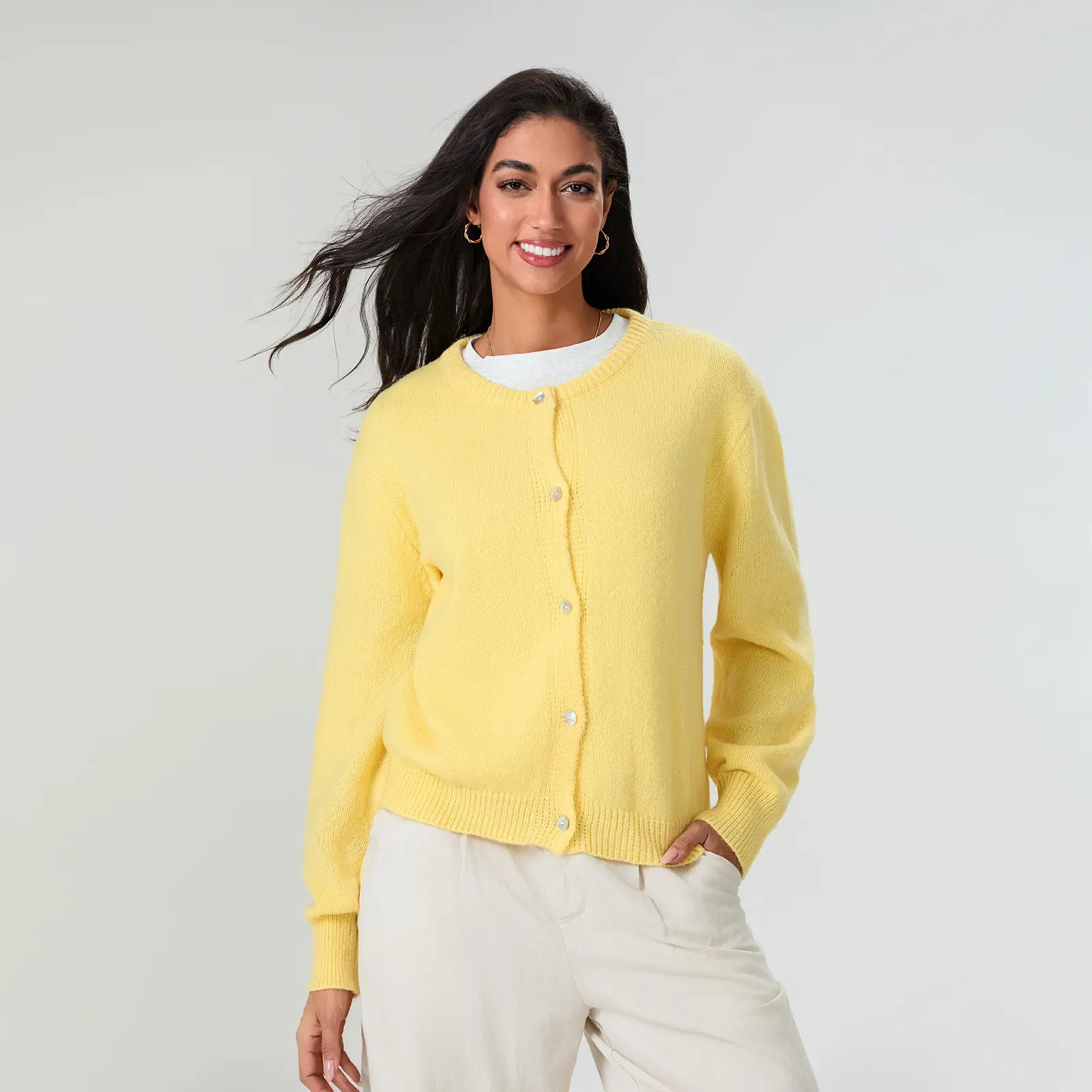 Women Solid Color Button Up Knit Cardigan, Casual Lightweight Warm Sweater, Fall Streetwear Knitwear Outerwear Womenswear Cute