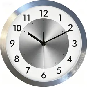 Silver Silent Wall Clock Analog, Ultra Quiet Non Ticking Battery Operated, Decorative Metal Wall Clock for Bedroom Living Room Office Kitchen, Easy to Read 12 Inch Silent Clock