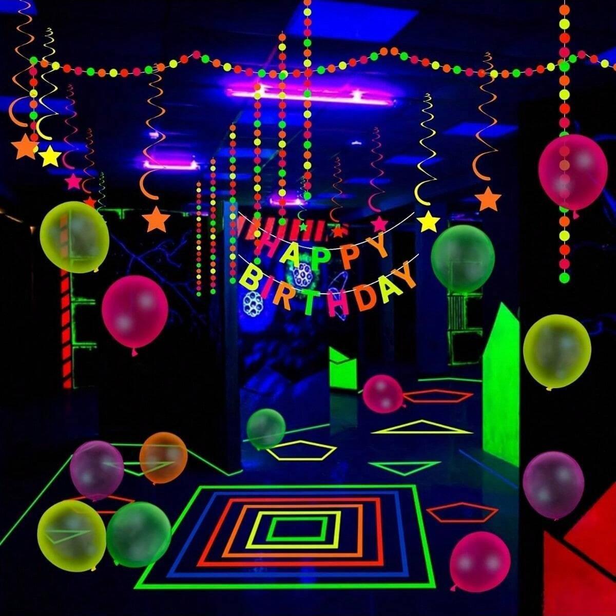 6 Neon Tape Strips, 6 Colors, Fluorescent Tape, UV Light, Fluorescent Gaffer Tape, Neon Color Party Decoration