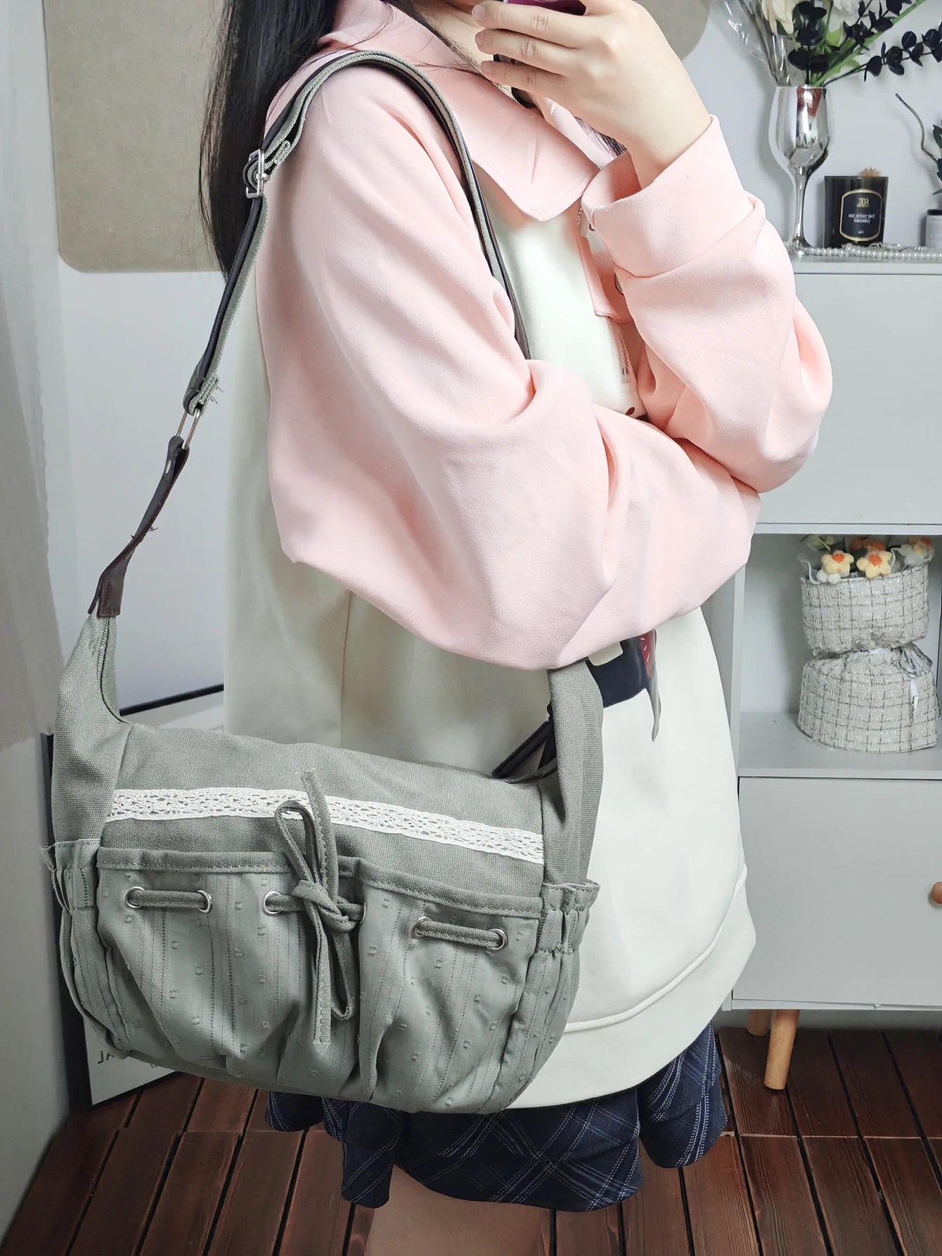 2025 New Designer Women Casual Shoulder Bag Y2K Aesthetic Streetwear Drawstring Handbag Vinage Crossbody Bag Denim Bag