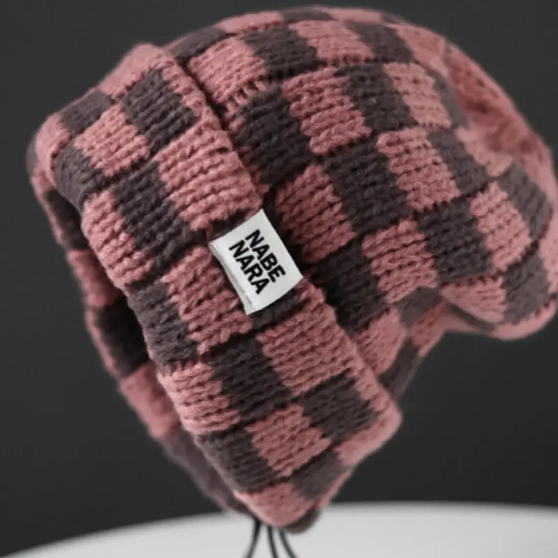 1 Piece Fashionable Patched Checkerboard Pattern Beanie, New Trendy Fitted Cool Hats for Men & Women, Casual Warm Knitted Winter Hat for Fall & Winter, Top Tier Beanie, Knitting Warm Hat, Beanies, Fashion Accessories #GLOBAL PICKS