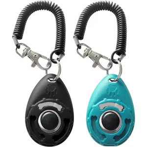 Dog Training Clicker with Sring Wrist and Keyring - Pet Dog Training Clickers for Puppy, Cat, Potty, Bird, Horse, Pet, Trainer Training Tools, Behavior Aids