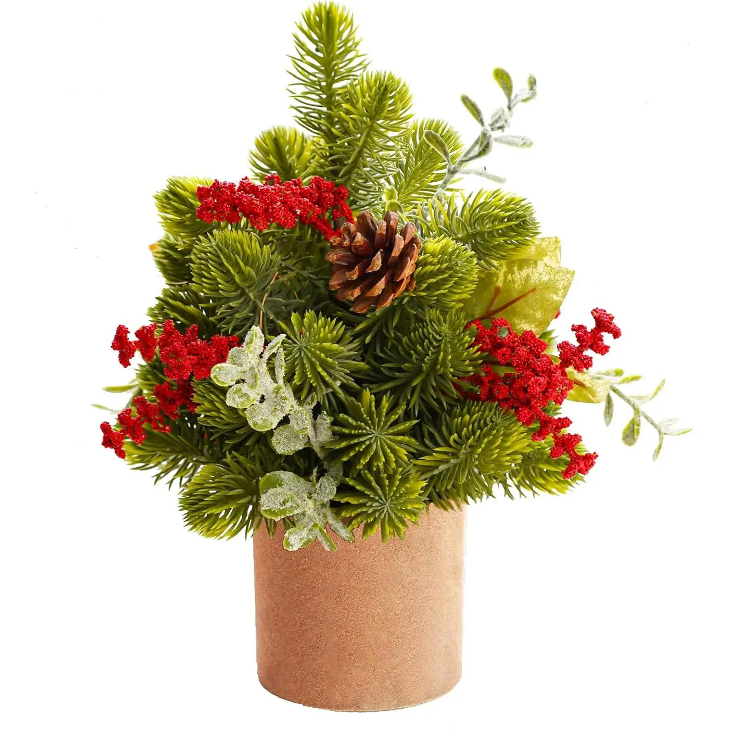 Small Christmas Tree, Artificial Mini Tabletop Christmas Tree with Pine Cones and Green , Suitable for Christmas Decorations Indoor Tables in Households