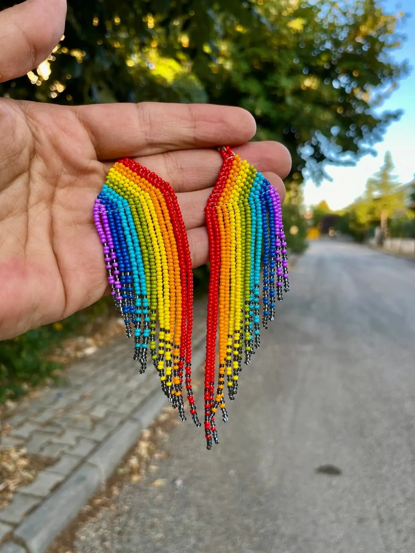 Pride Boho-Chic Rainbow Tassel Earrings for Women, Vintage Style Glass Beaded Dangle Jewelry, Perfect for Casual Attire & Gifting