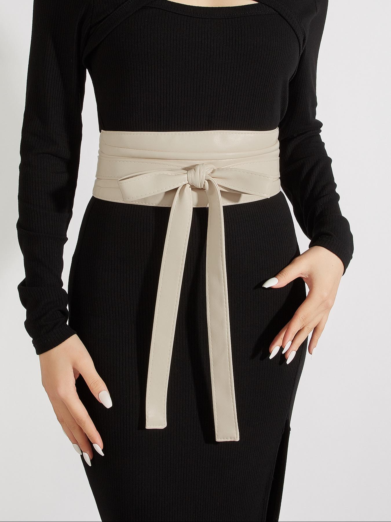 1 Piece Fashion Lace Up Front Design Wide Belt, Casual Trendy Waistband, Casual PU Leather Waist Sash for Women & Men, Fashion All-match Clothes Accessories