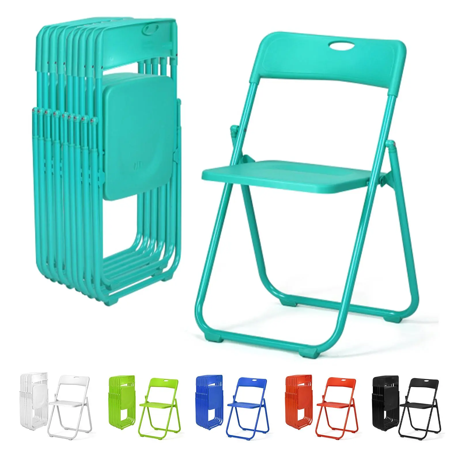 Outvita 10 Pcs Folding Chair, 300LBS Lightweight Foldable Plastic Chair, Reinforced Metal Frame Easy to Fold & Store for Indoor Six colors & Outdoor, Wedding, Party, Meeting Room, Patio and Garden