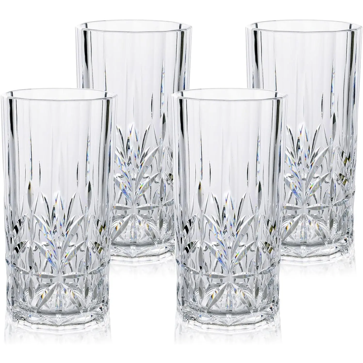 Shatterproof Tritan Plastic Tall Tumbler, Set of 4, 18oz - Myrtle Beach Drinking Glasses - Unbreakable Drinking Glasses for Parties -  - Clear