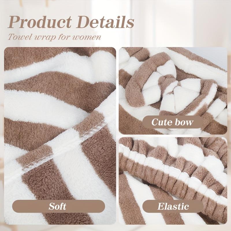 Plus Size Striped Pattern Casual Bathrobe & Shower Cap Set XXL-XXXXL Soft Comfortable Breathable for Women'swear Household Bathroom Supplies